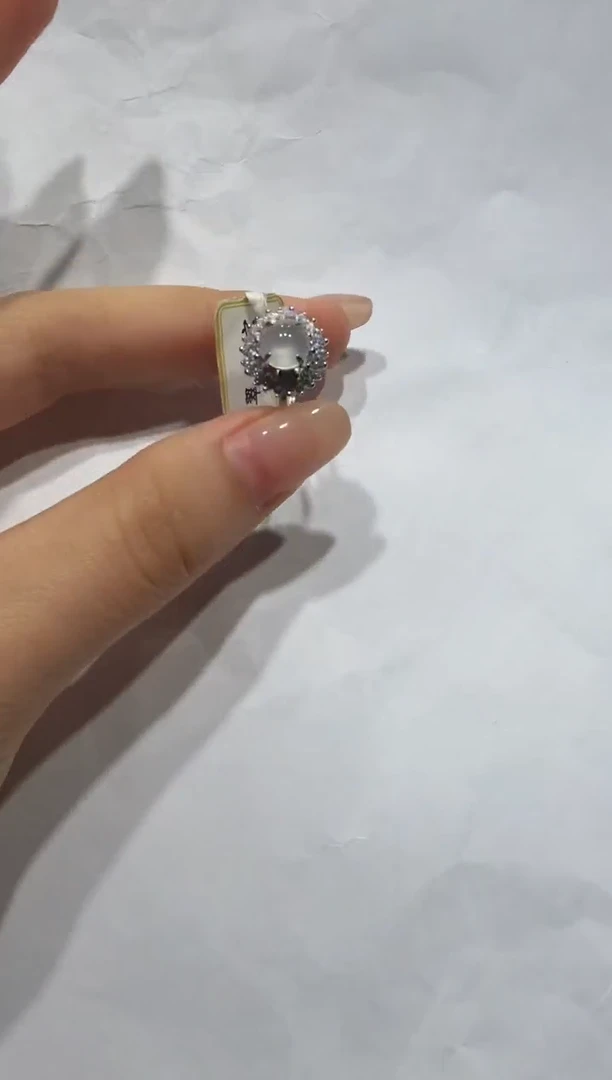 银S925镶嵌戒指翡翠缅甸A货翡翠戒指