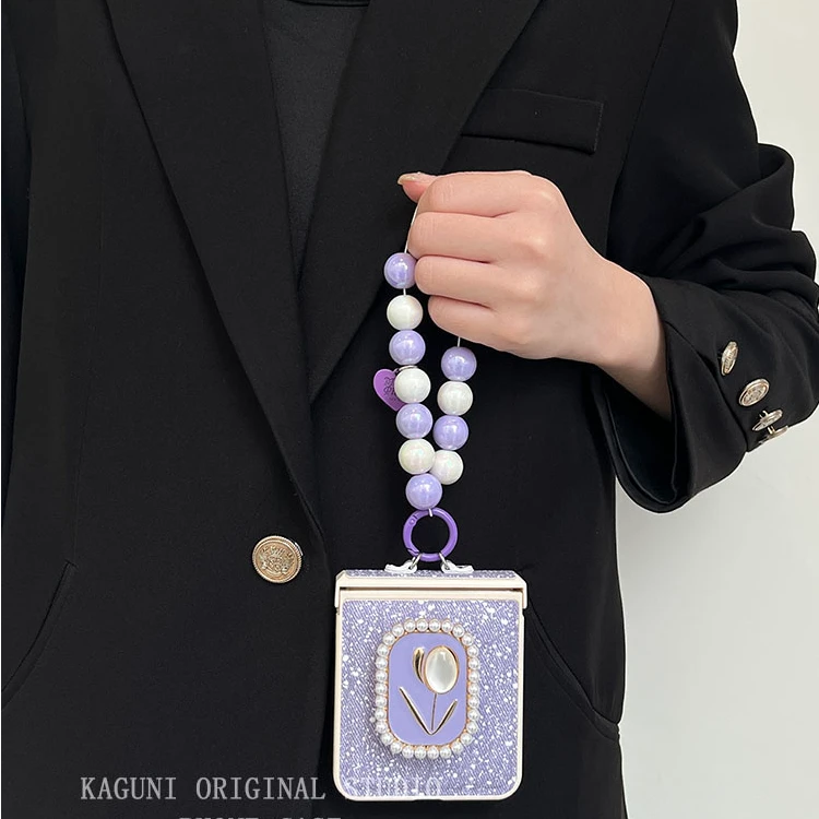 日韩皮质郁金香支架串珠手环适用于华为pocket2手机壳新款pockets