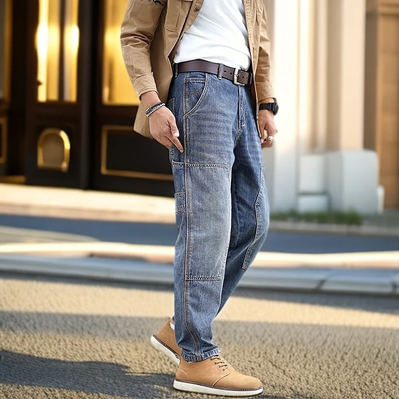 2025春夏季大码无弹宽松水洗百搭显瘦牛仔裤男款高档薄款五月潮流