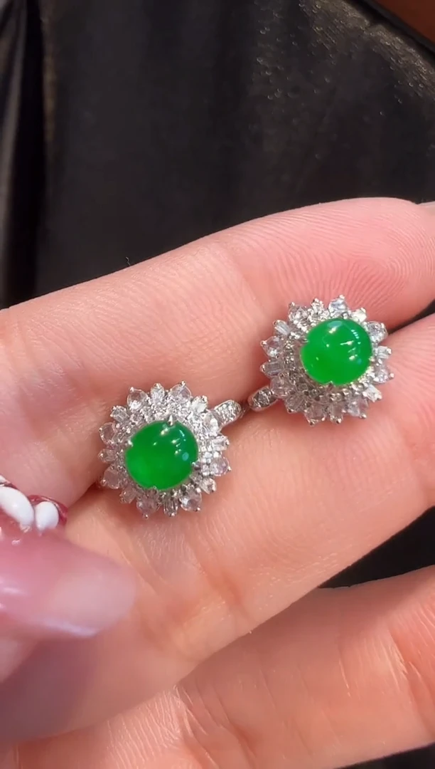 18K金镶嵌翡翠耳饰AL6耳包