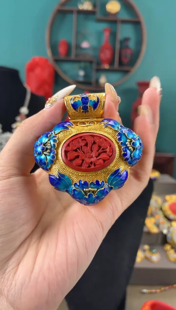 乐*非遗手工花丝镶嵌吊坠香囊