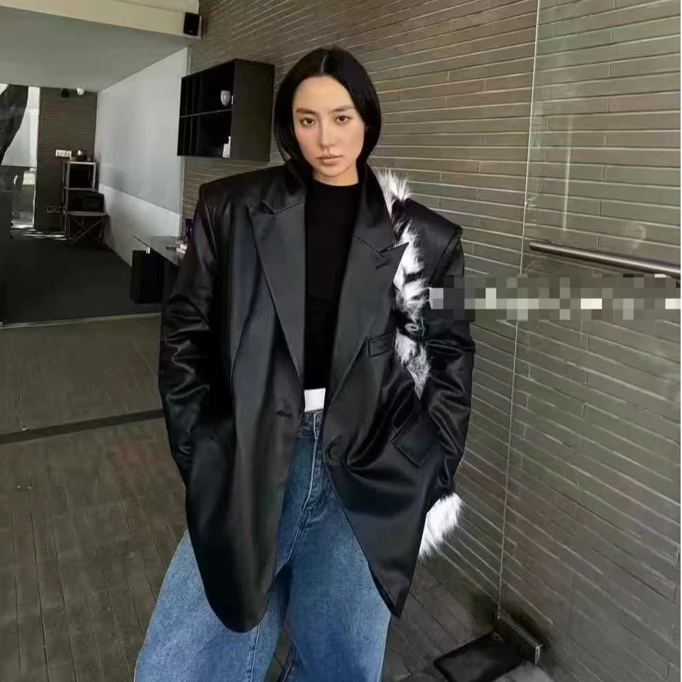 春季新款设计高级感港风宽松黑色复古皮衣外套百搭休闲宽松感