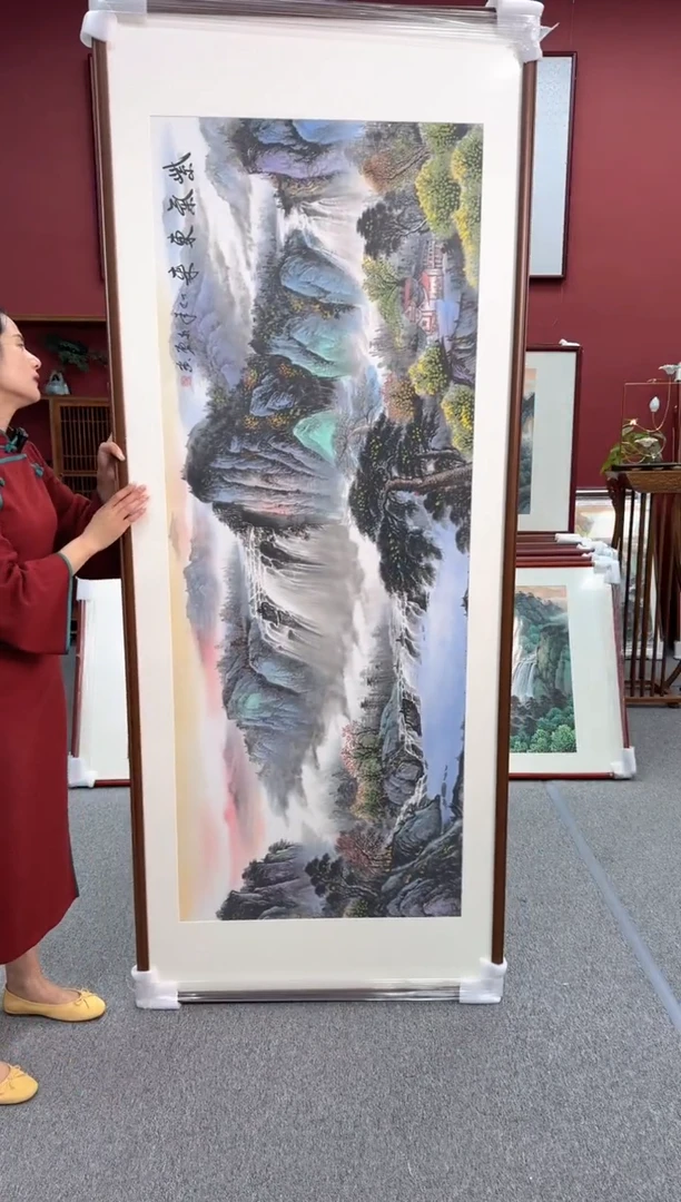 国画手绘  紫气东来 219*88