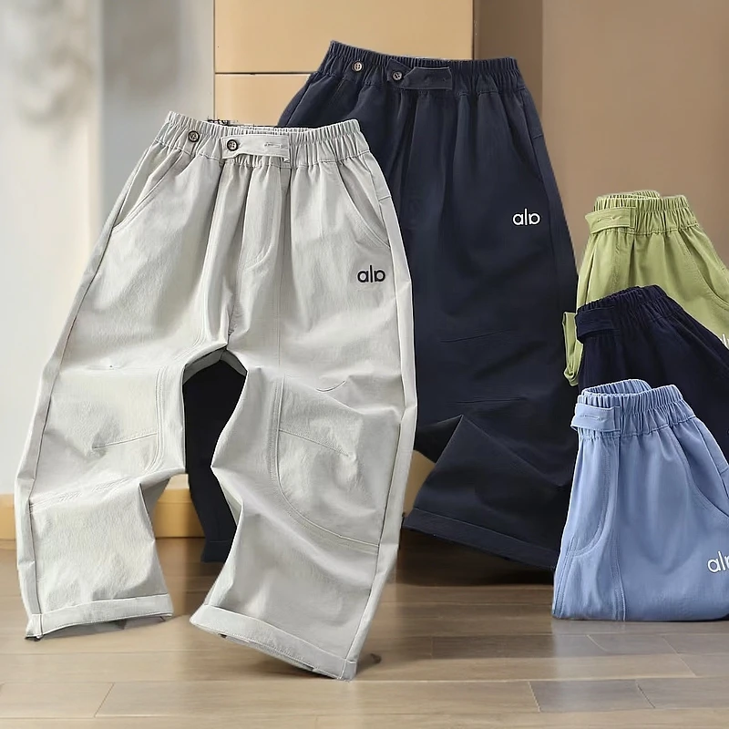 25021夏季薄速干裤男女中大童柔软透气弹力休闲裤防泼水阔腿裤