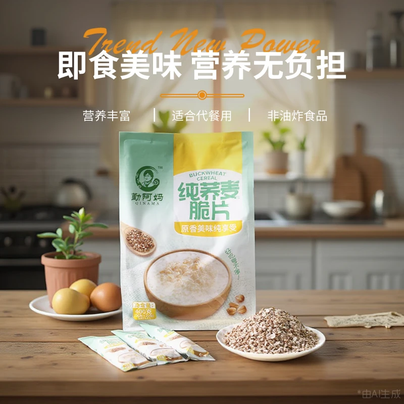 【支持试吃】纯荞麦麦片勤阿妈代餐高膳食纤维即食低糖荞麦片脆片ZB