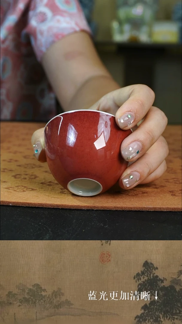 杯子景德镇高温颜色釉 豇豆红 大红袍 鸡心杯