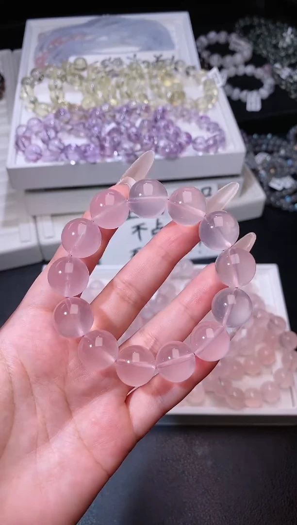 水晶手链未镶嵌617.30冰橘马粉手串 多样性发其一