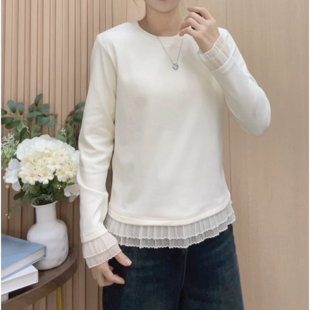 【雾纱打底】新款双面绒保暖弹力正肩常规版长袖