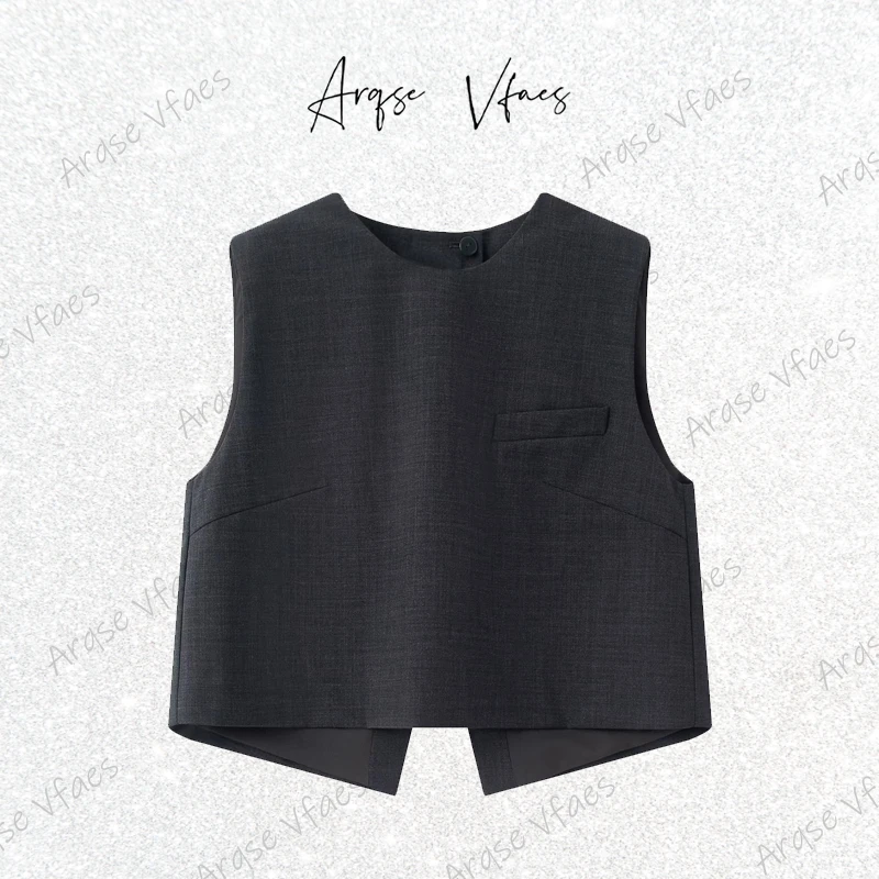 [ARQSEVFAES正品]—2025夏季时尚无袖马甲西装背心上衣女AR833001