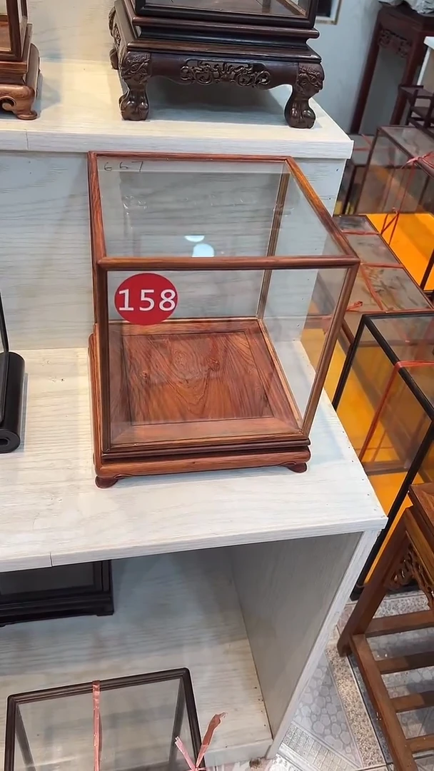 【闪购商品】红酸枝木类木艺玻璃罩667