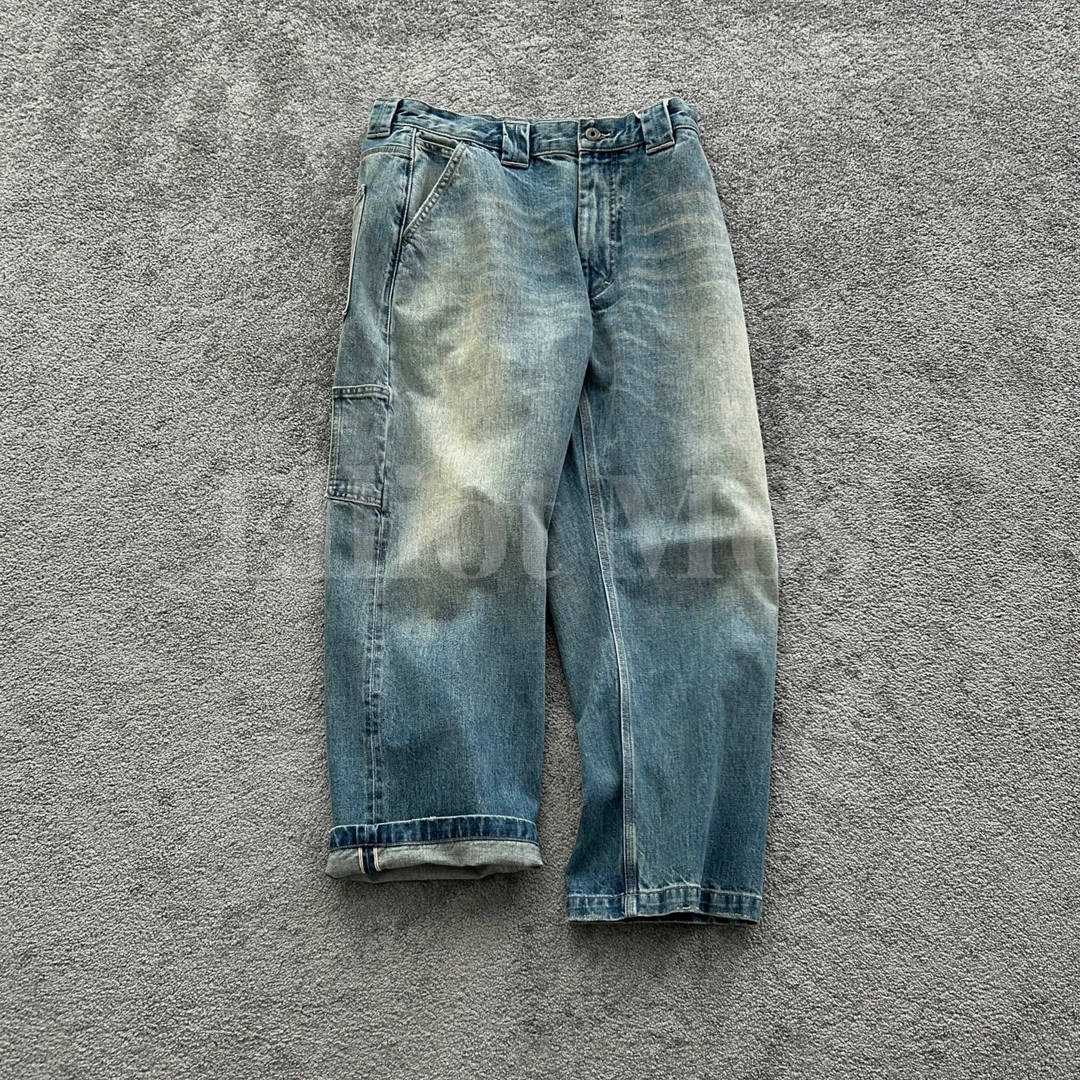 Elliot Mos天然蓝染~Washed Jeans复古水洗多口袋工装牛仔裤-1189