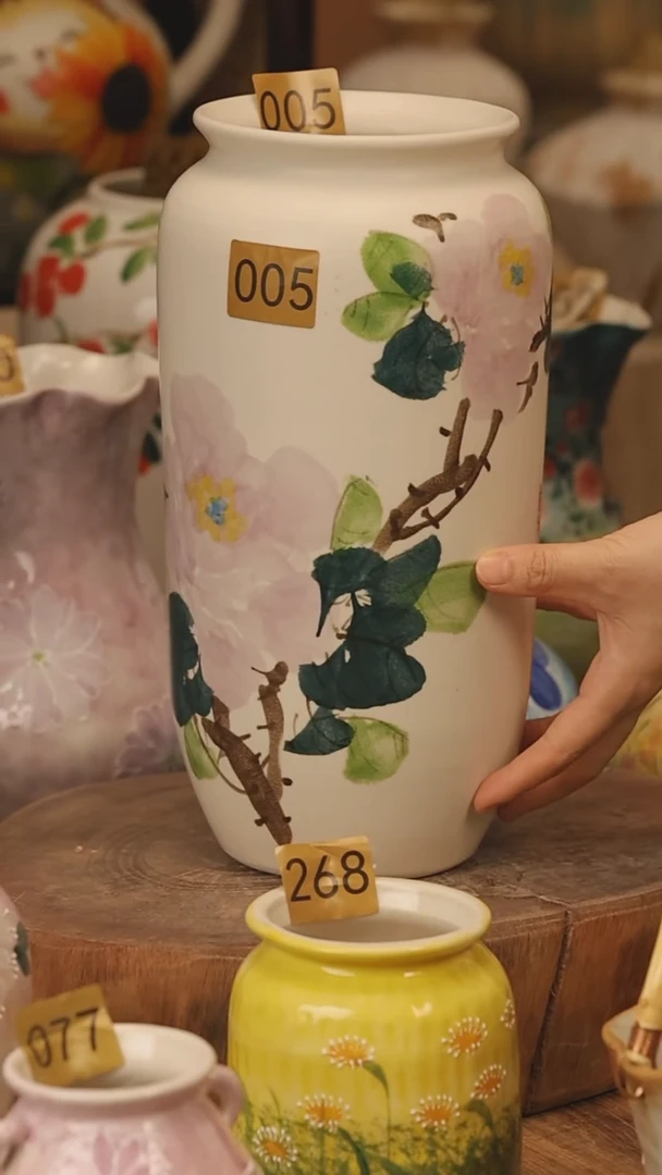 陶瓷景德镇设计师手作花器摆件侘寂风@M005@