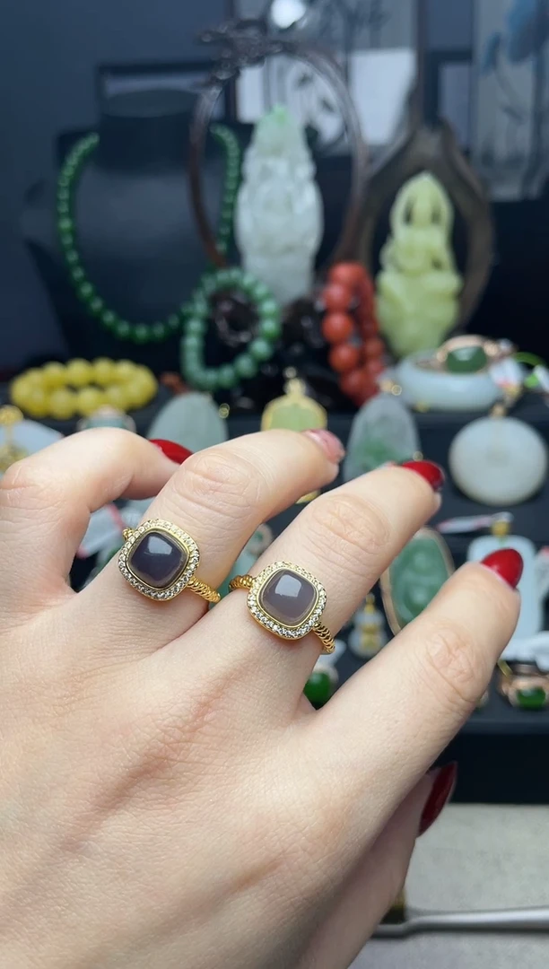 【闪购商品】和田玉戒指银S925镶嵌戒指多样性发其