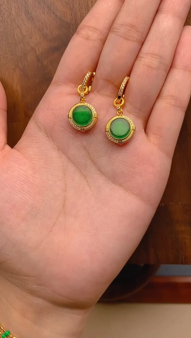 【闪购商品】翡翠耳饰银S925镶嵌无事牌耳饰