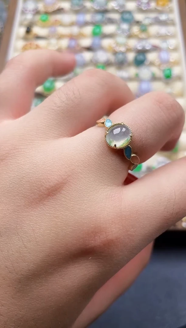 银S925镶嵌戒指翡翠1