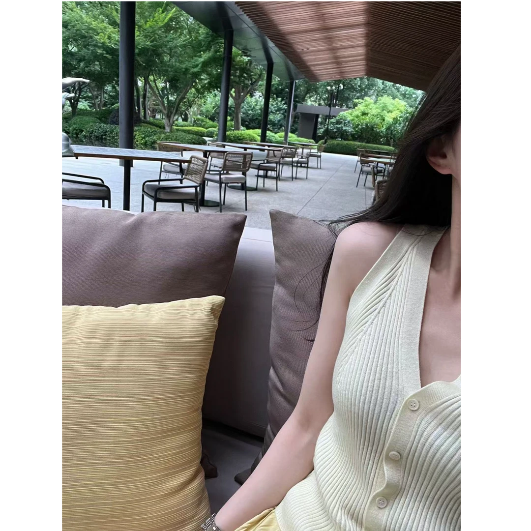 【梓铭】3163~贵妇线～奢级48支16针专机20针缝盘羊毛v领背心女夏