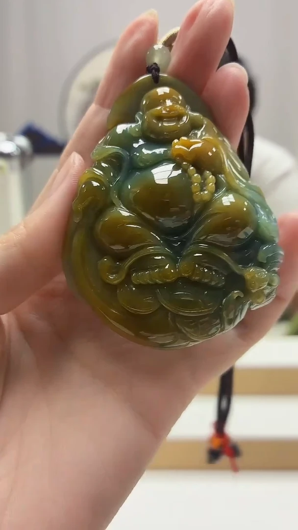 未镶嵌定制翡翠5060zm-毛货挂件佛公66