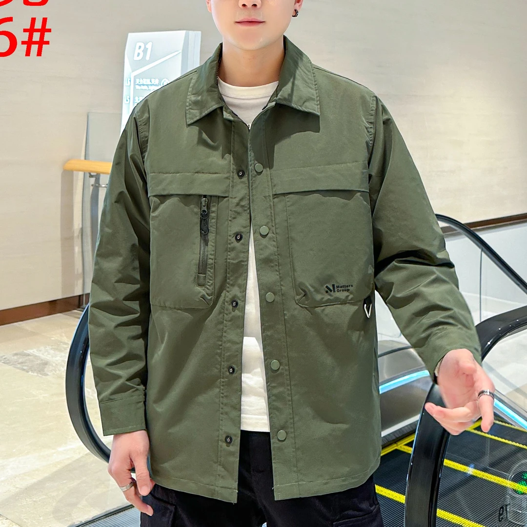绿【翻领衬衣外套系列】秋季轻奢时尚工装潮流冲锋衣216