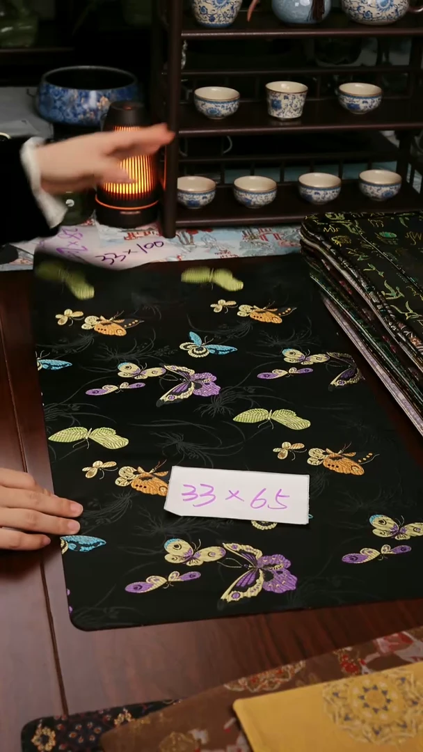 【梦幻蝴蝶单面】中国风干泡织锦茶席33*65