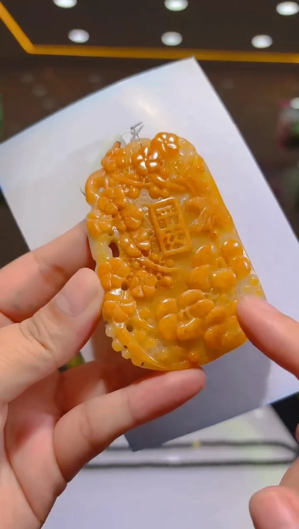 未镶嵌定制翡翠19/1004/L/发其一件/花鸟