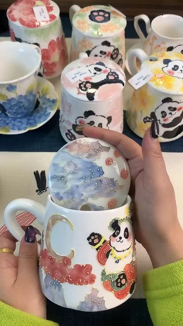 一味*手绘敦煌熊猫系列马克杯001号