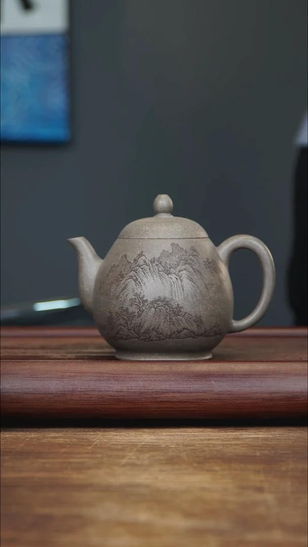 茶壶紫砂280ml JMZ全手刻绘龙蛋 青段