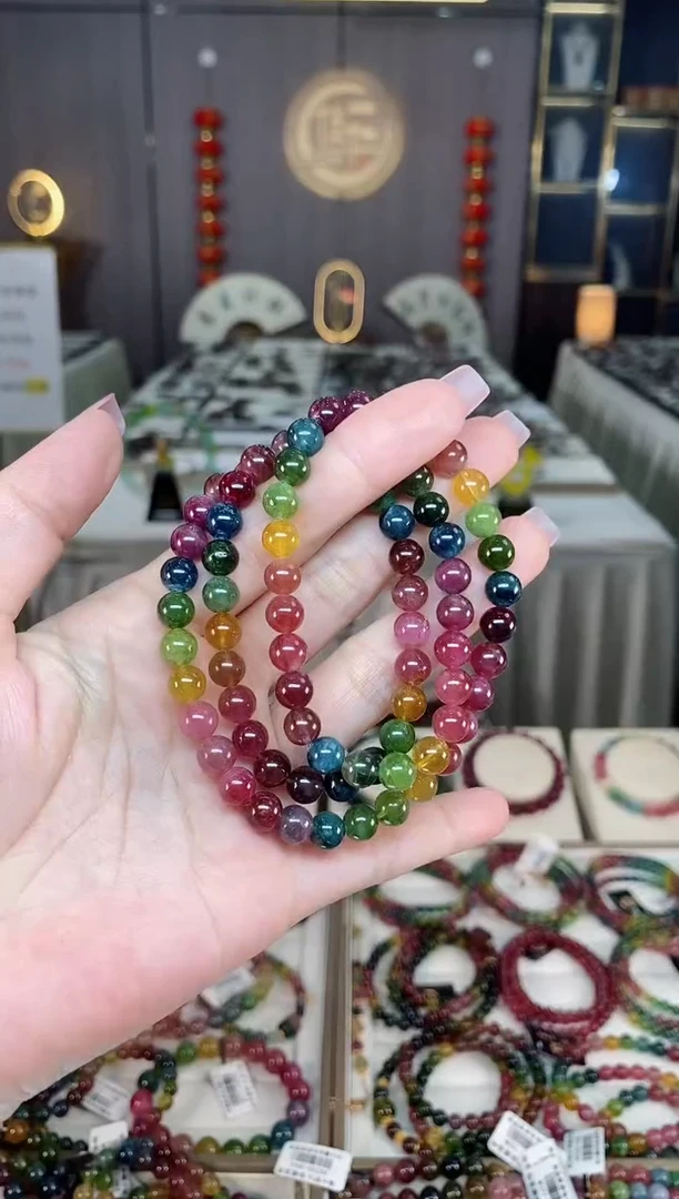 未镶嵌收藏级老矿色标三圈手串7mm+碧玺hon多样性发货一条