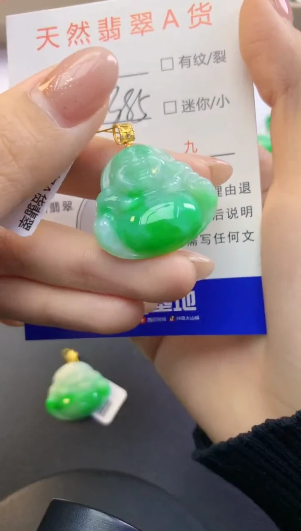 颈饰18K金镶嵌翡翠天然A货缅甸翡翠百元以上9元证书费自理