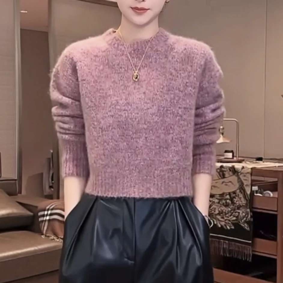 泡芙定制奶酪陷阱秋冬新款设计感简约长袖圆领针织毛衣