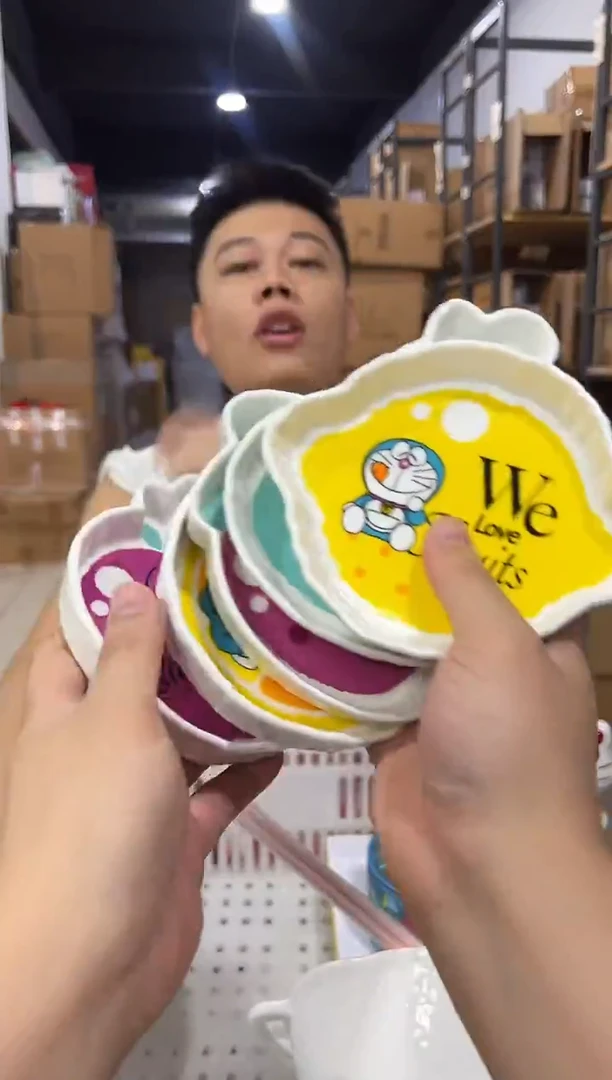 瓷片叮当猫水果碟5件套