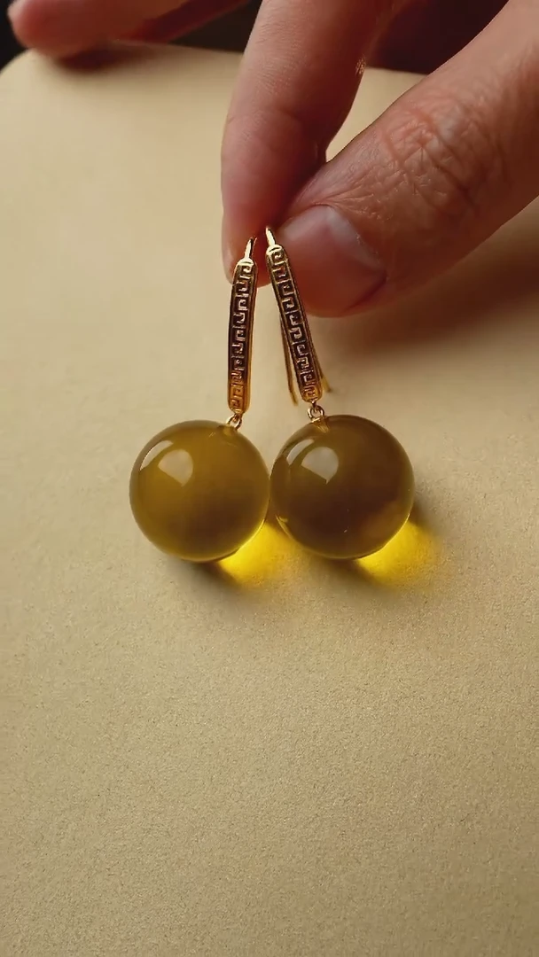 【闪购商品】琥珀颈饰未镶嵌19+净水蓝珀耳环