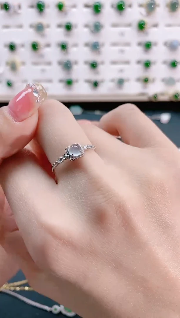 【闪购商品】翡翠戒指银S925镶嵌天然翡翠