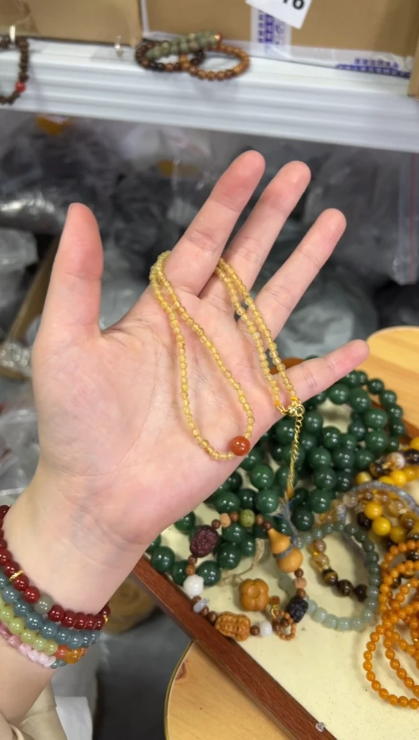 【闪购商品】发晶手链未镶嵌金发晶南红玛瑙珠项链[0701]