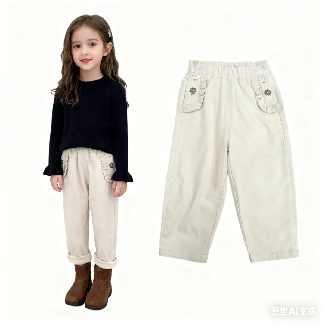 YB8098-2025新款女童秋季韩版百搭可爱长裤