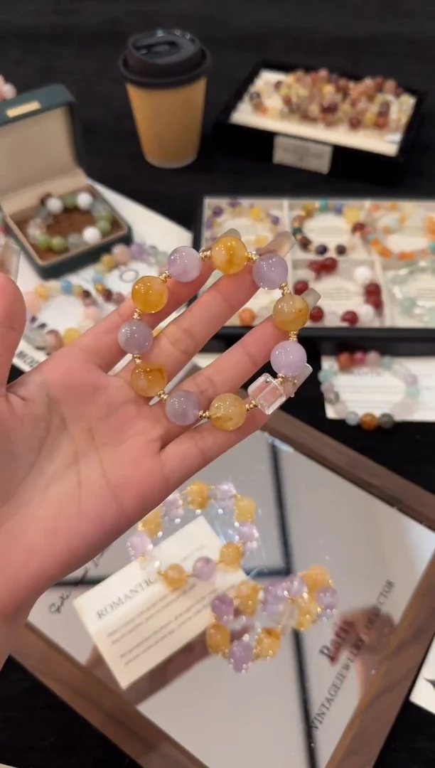 合金手链水晶紫黄x2875