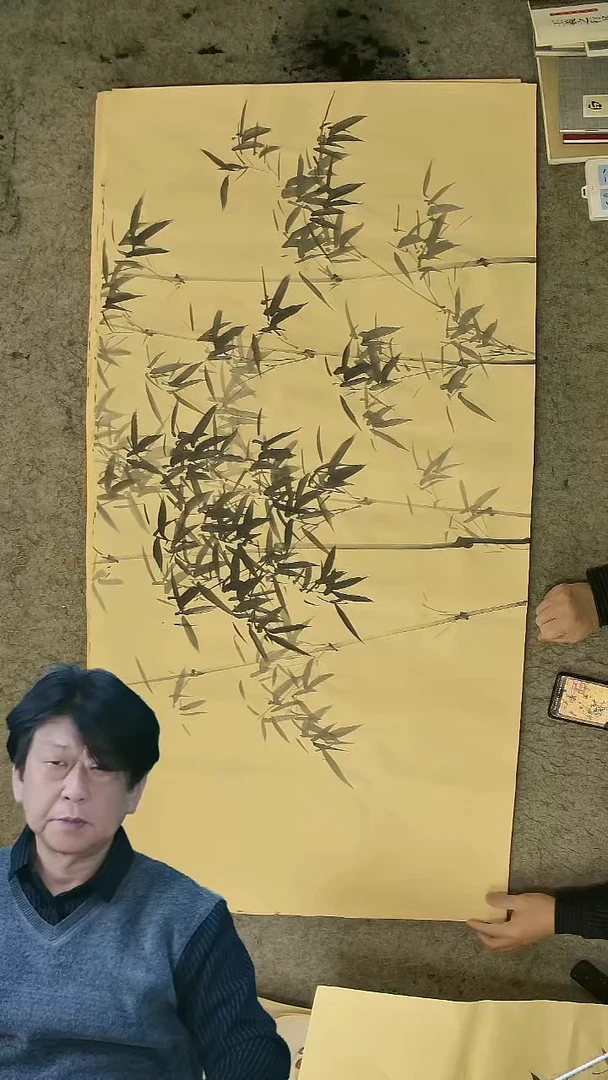 国画四尺整张  墨竹  69*138cm 横