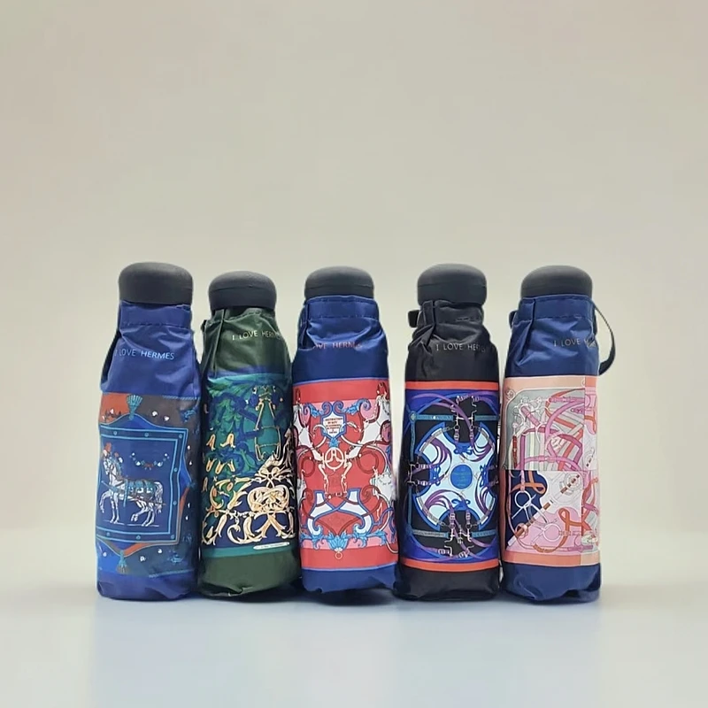 铝合金材质!欧美风格款!黑胶便携轻量防风男女晴雨两用口袋伞