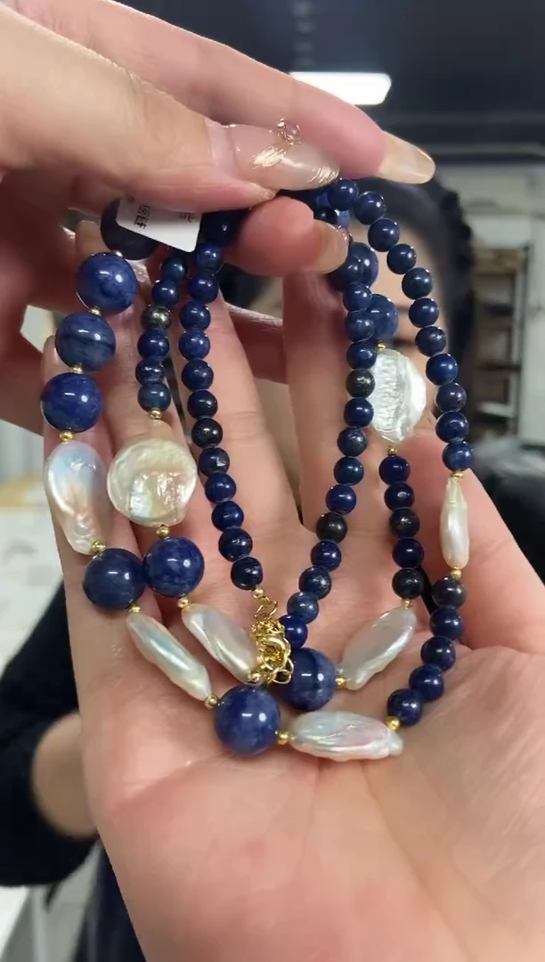 【闪购商品】青金石项链未镶嵌多样性发其一颜色微差