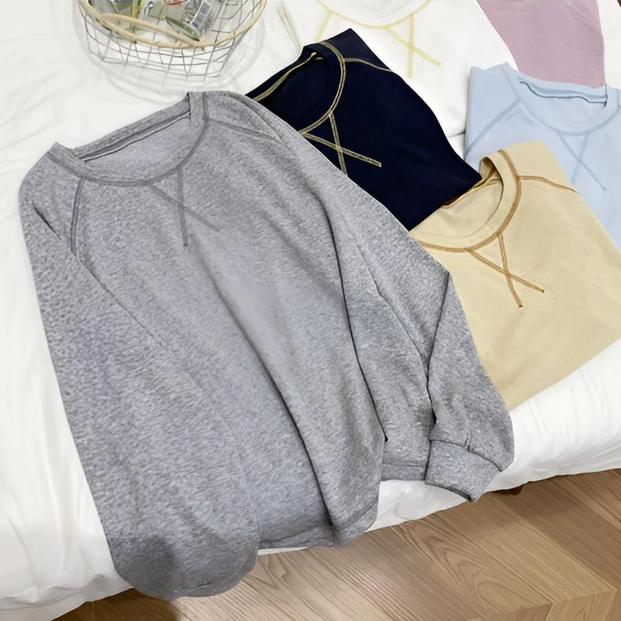 JIAJIA-[潮范儿十足]秋季韩系懒人亚麻丝打底衫休闲T恤FK-25634