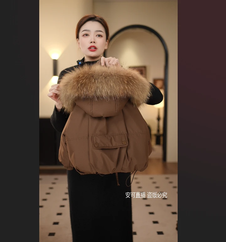 2024冬季新款儿童时尚百搭宽松保暖冬款棉服外套貉子毛58708