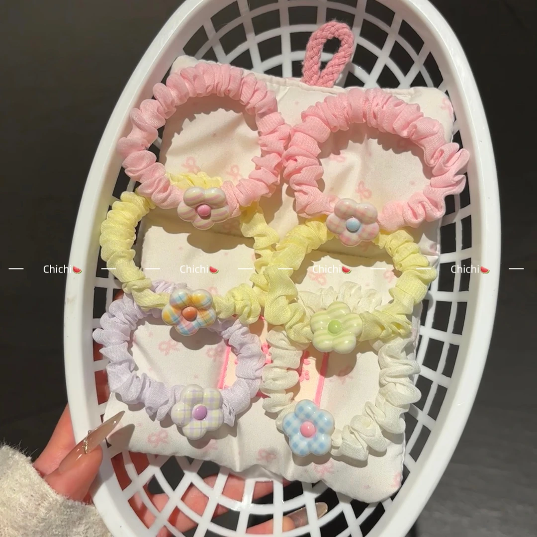小清新花朵布艺发圈可爱少女马尾发绳扎头发皮筋甜美卡通头绳发饰