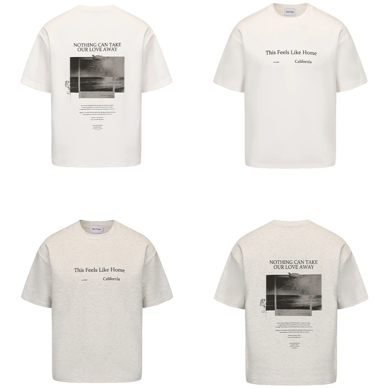 ENDRITES重磅320g复古做旧胶片标语印花短袖cleanfit双色版型情侣