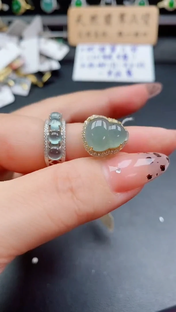 银S925镶嵌戒指翡翠1