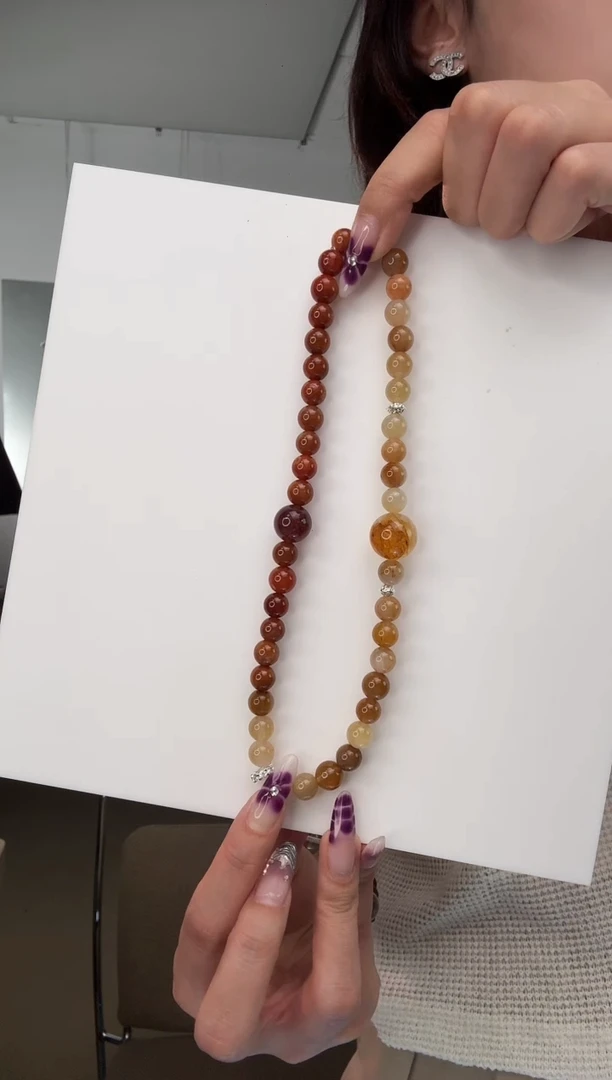 未镶嵌手链水晶红黄兔毛