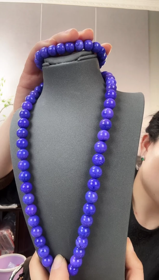 主播定制链接紫色圆珠项链手串