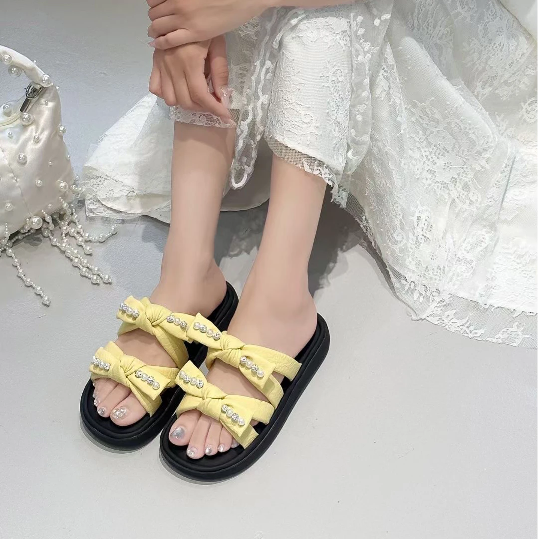 【孤品捡漏】品牌撤柜断码微瑕高品质女鞋苏苏家女夏外穿珍珠一字拖