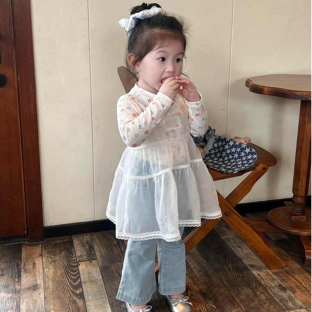 壹妈韩版女宝宝独特漂亮裙子连衣裙2025夏季新款甜美网纱公主裙