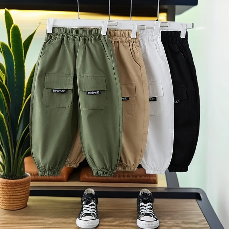 儿童裤子休闲裤宝宝工装裤洋气长裤童装春夏防蚊裤宽松男童裤薄款