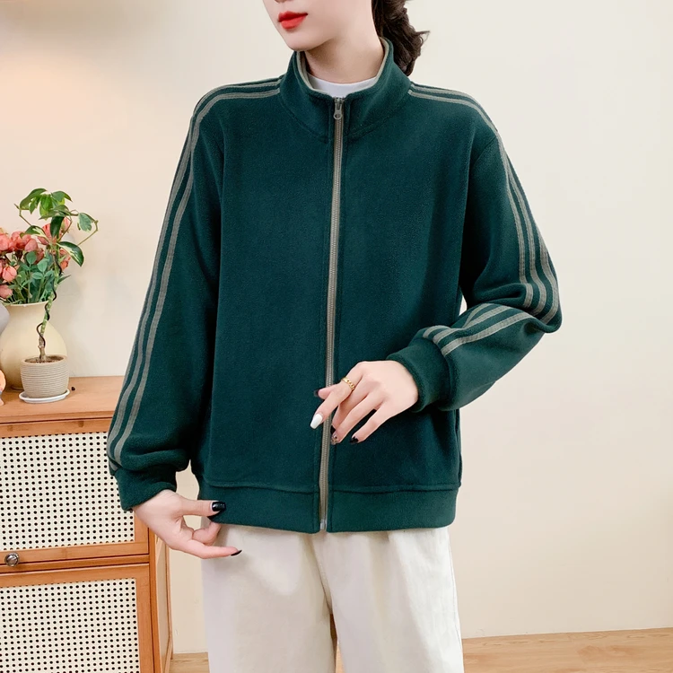 外套宽松女连帽加厚长袖通勤运动休闲百搭糯米绒保暖秋冬显瘦上衣