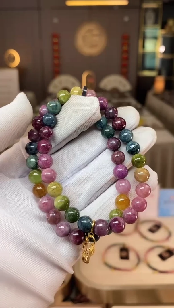未镶嵌老矿碧玺彩虹单圈手串7mm+碧玺多样性发货一条xion